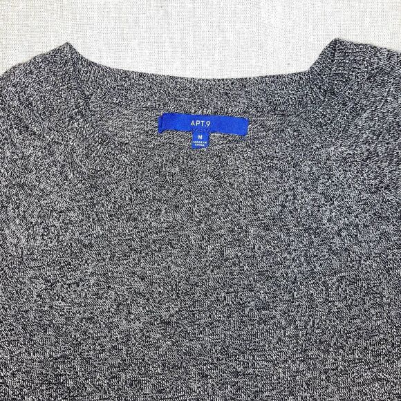 Apt. 9 | Marled Gray Long Sleeve Asymmetrical Hem Sweater | Medium - Picture 6 of 9